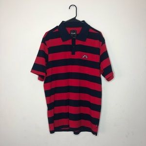 PRIMITIVE ARCH STRIPE NAVY & RED POLO T-SHIRT